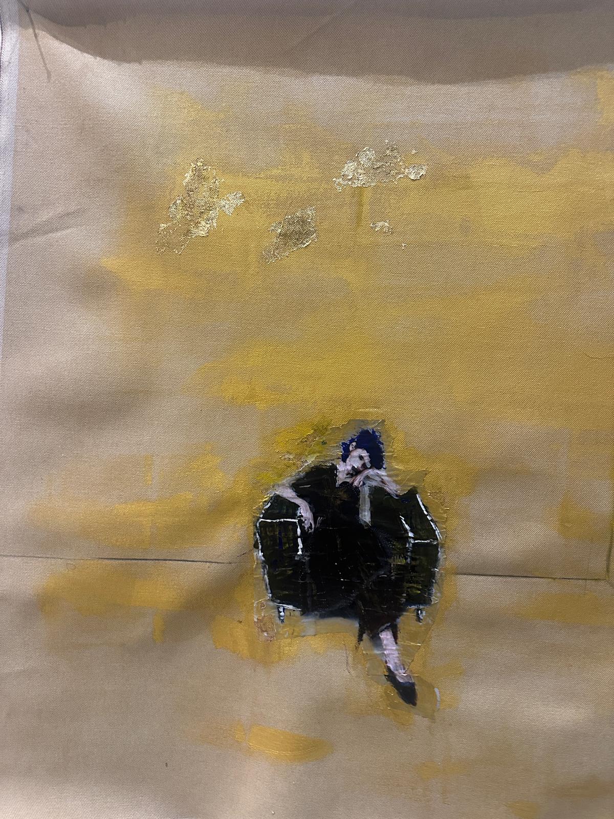 The Gold Standard · 2026 · acrilico su tela · figura seduta. Contemporary art, photography or visual culture featured by Acquistare Arte.